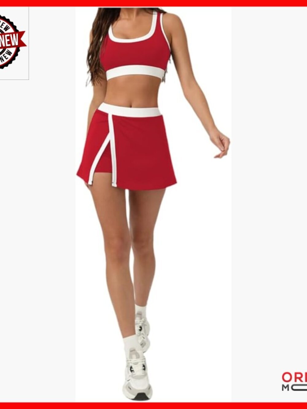 Small Polyester Workout Set: Sleeveless Crop Top & Skort with Pockets